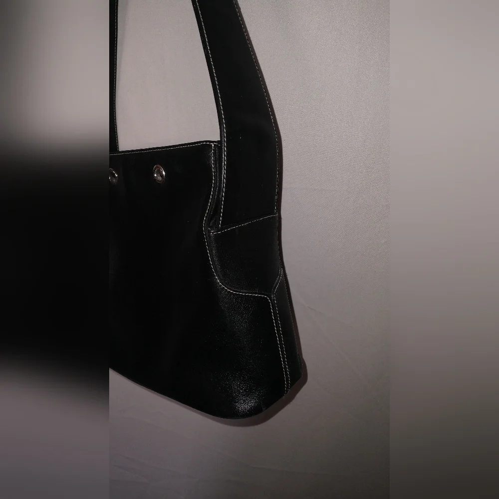Lauren Ralph Lauren Elegant Black Leather Shoulder Bag Retro Vintage 90"S - Picture 7 of 11